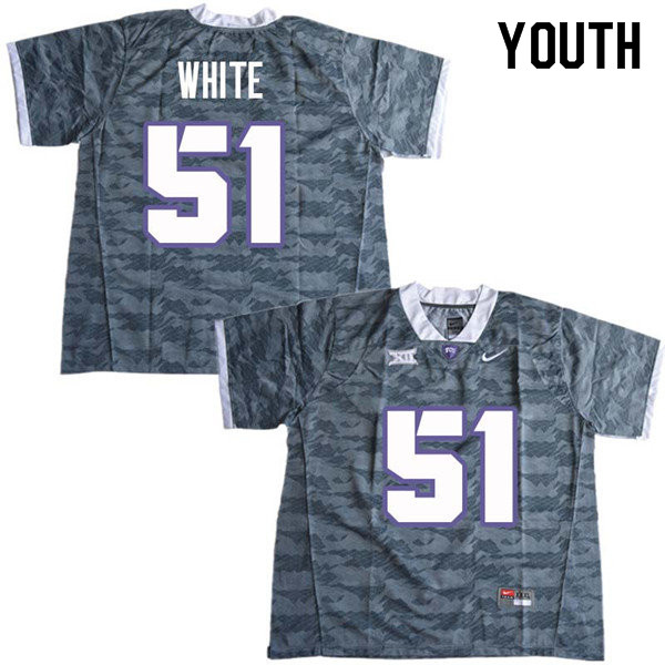 Youth #51 Quazzel White TCU Horned Frogs College Football Jerseys Sale-Gray